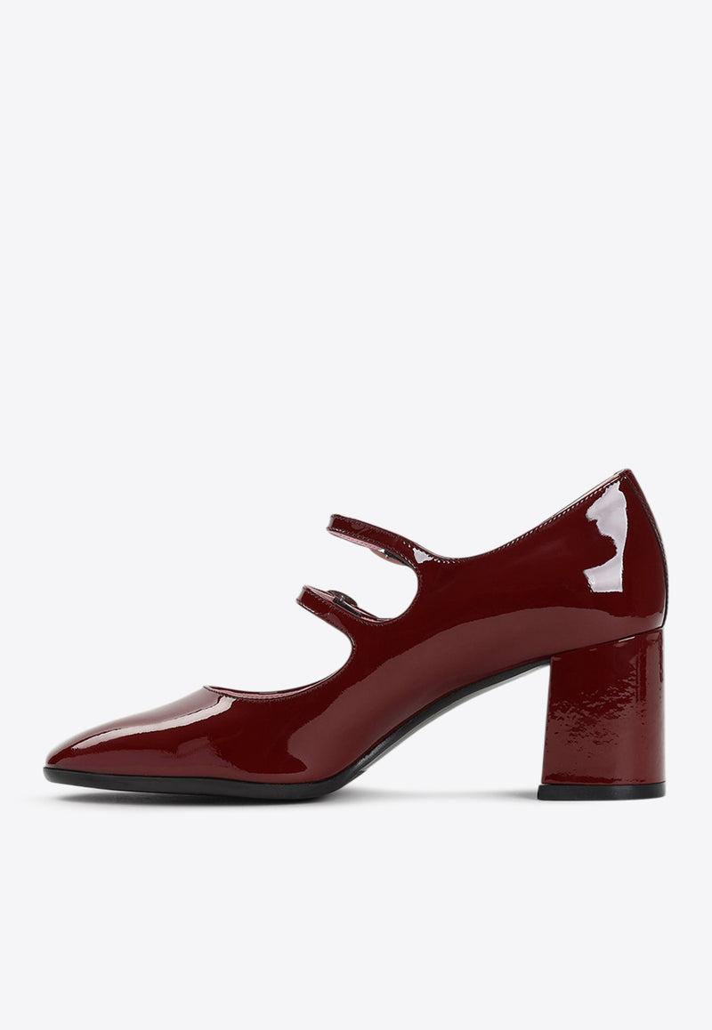 كعب أليس من الجلد الأملس بحزام ماري جين