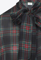 Silk Checkered Shirt with Scarf