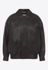 Leather Zip-Up Jacket with Pockets