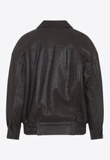 Leather Zip-Up Jacket with Pockets