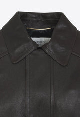 Leather Zip-Up Jacket with Pockets
