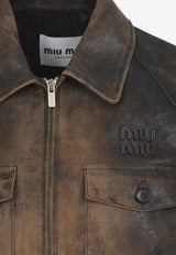 Vintage Leather Zip-Up Jacket