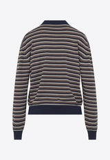Long-Sleeved Striped Polo T-shirt