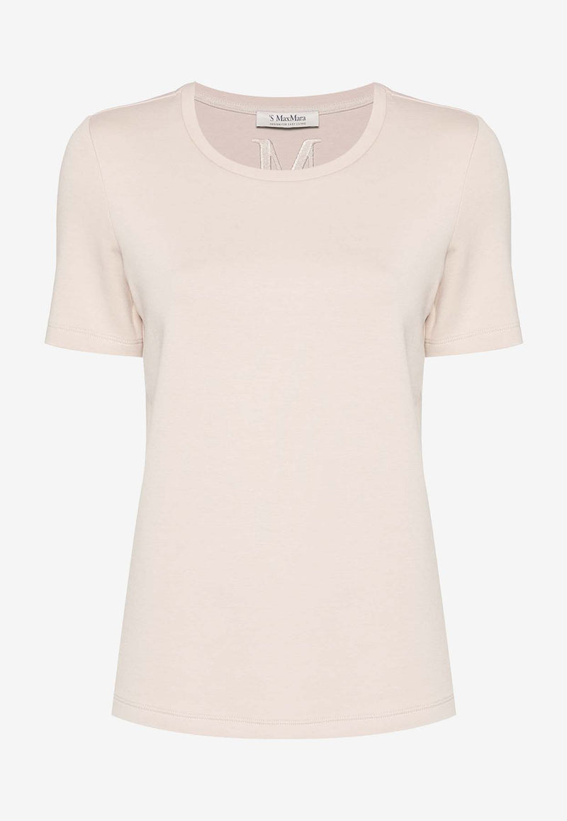 S Max Mara Tubo Embroidered Monogram T-shirt Ecru 29976021600_000_001