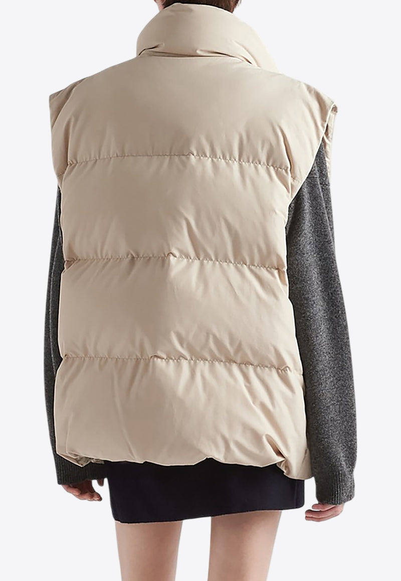 Prada Triangle Logo Padded Vest Sand 29X13113GP/Q_PRADA-F0F24