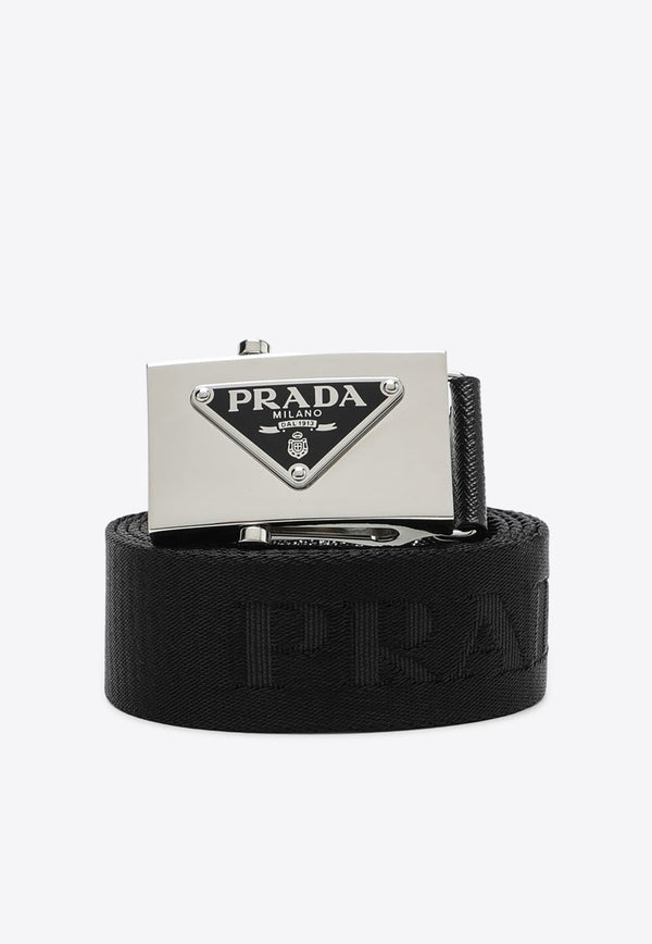 Prada Logo Buckle Woven Belt Black 2CN0852DKF/P_PRADA-F0002