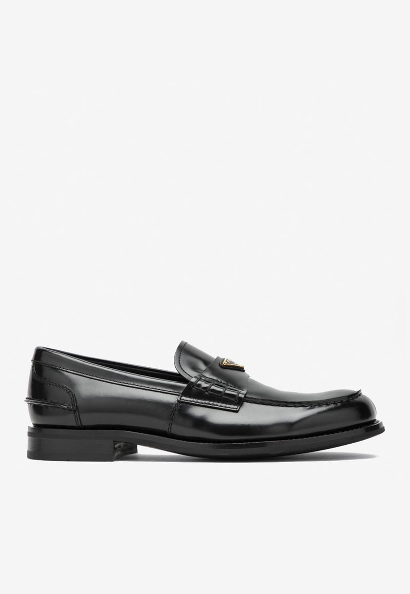 Prada Triangle Logo Brushed Leather Loafers Black 2DB223X000055/R_PRADA-F0002