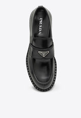 Prada Brushed Leather Logo Loafers Black 2DE127000055/P_PRADA-F0002