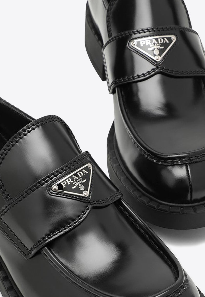 Prada Brushed Leather Logo Loafers Black 2DE127000055/P_PRADA-F0002