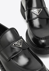 Prada Brushed Leather Logo Loafers Black 2DE127000069/O_PRADA-F0002