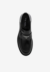 Prada Triangle Logo Brushed Leather Loafers Black 2DE145G000055/P_PRADA-F0002