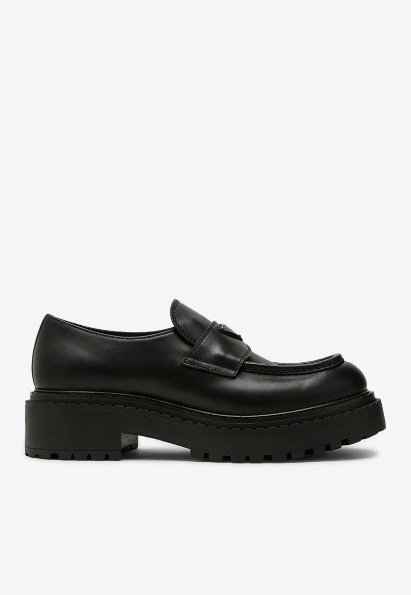 Prada Double Chocolate Triangle Logo Loafers Black 2DE148G001070/P_PRADA-F0002