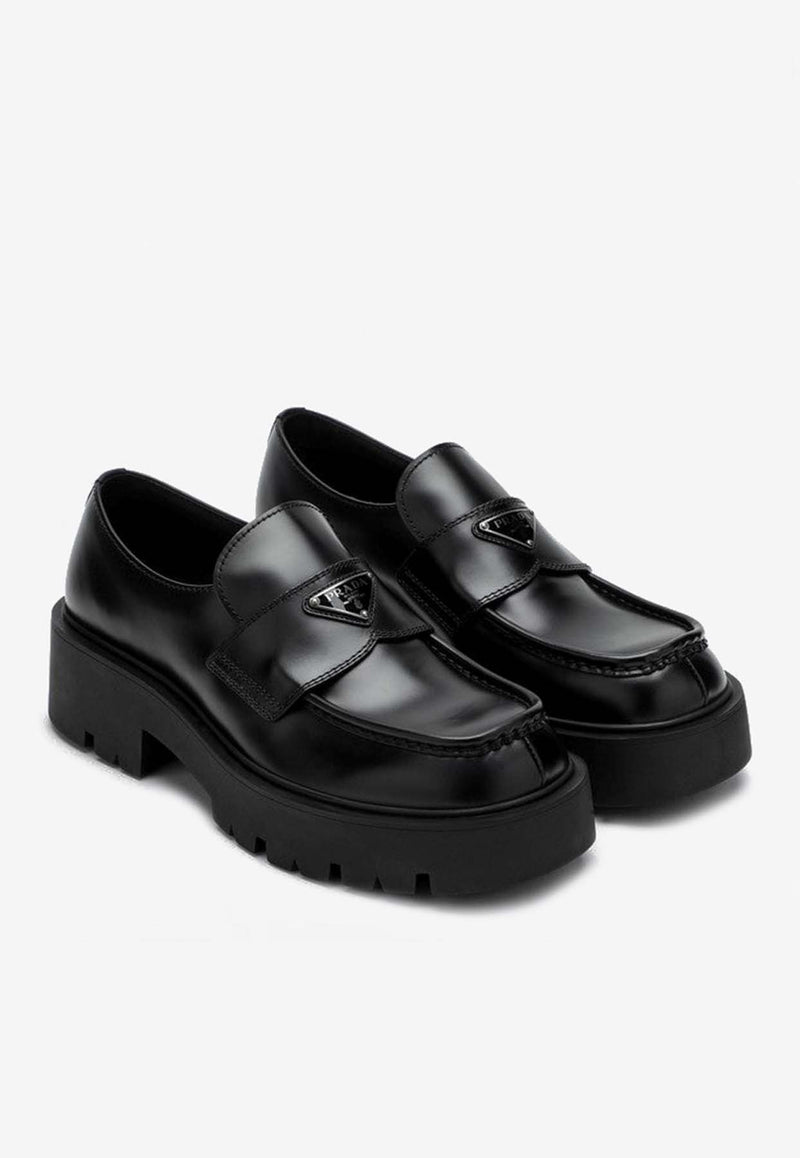 Prada Brushed Leather Loafers Black 2DG152G000B4L/P_PRADA-F0002