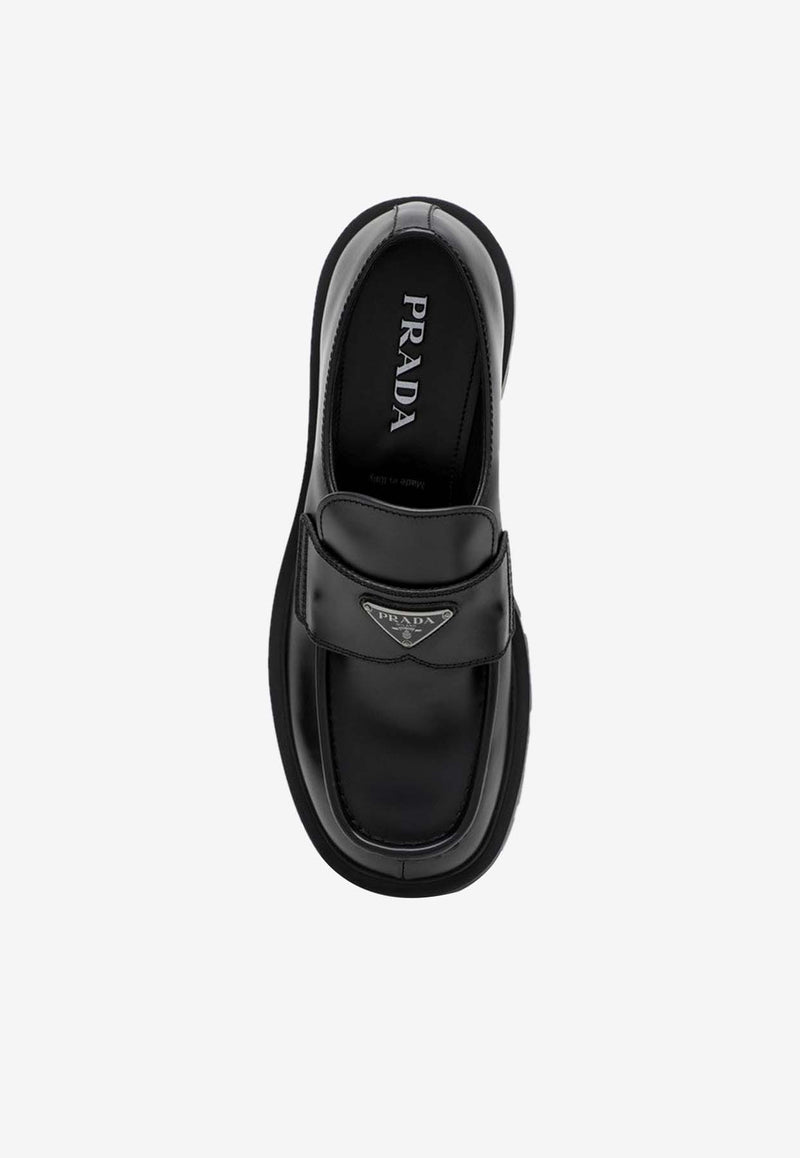 Prada Brushed Leather Loafers Black 2DG152G000B4L/P_PRADA-F0002