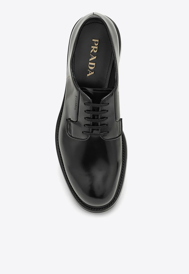 Prada Brushed Leather Derby Shoes Black 2EA151X000055/O_PRADA-F0002