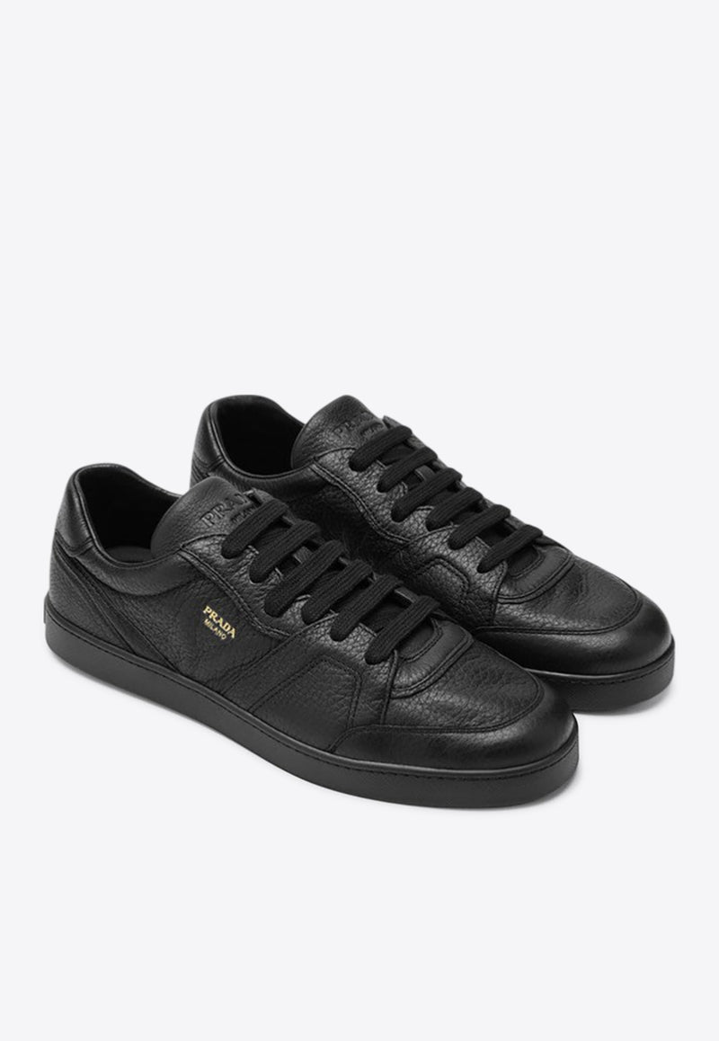 Prada Hammered Leather Low-Top Sneakers Black 2EE442G000013/R_PRADA-F0002