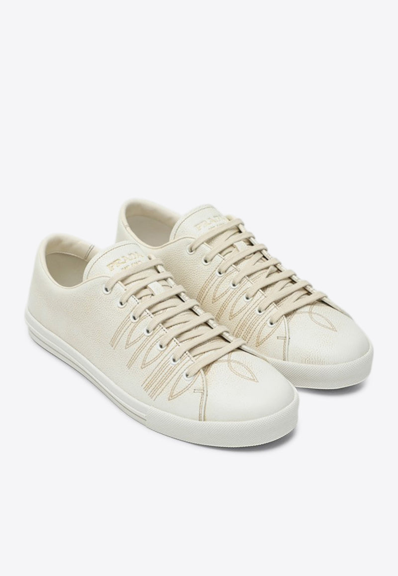 Prada Leather Low-Top Sneakers Eggshell 2EE448G0013LRE/R_PRADA-F0K74