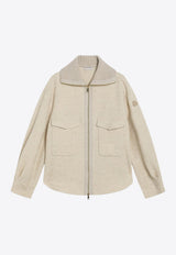 Moncler Zip-Up Wool-Blend Cardigan Beige 2F00022597TE/R_MONCL-268