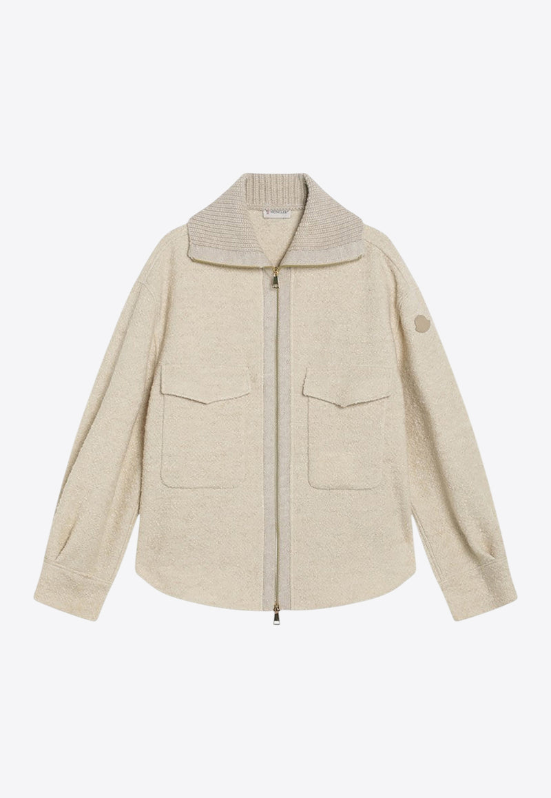 Moncler Zip-Up Wool-Blend Cardigan Beige 2F00022597TE/R_MONCL-268