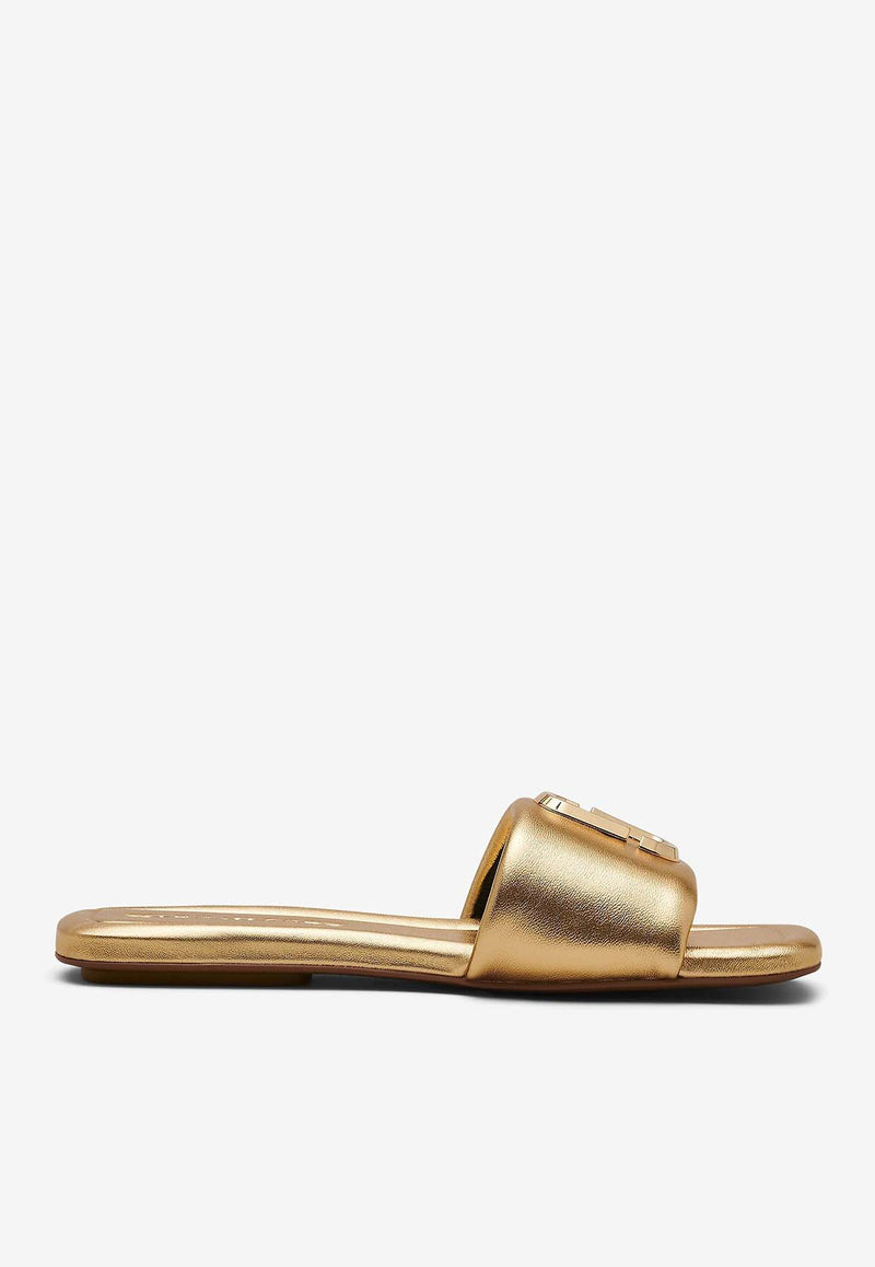 Marc Jacobs The J Marc Metallic Leather Flat Sandals Gold 2F3FSA118F07GOLD