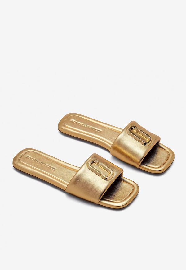 Marc Jacobs The J Marc Metallic Leather Flat Sandals Gold 2F3FSA118F07GOLD