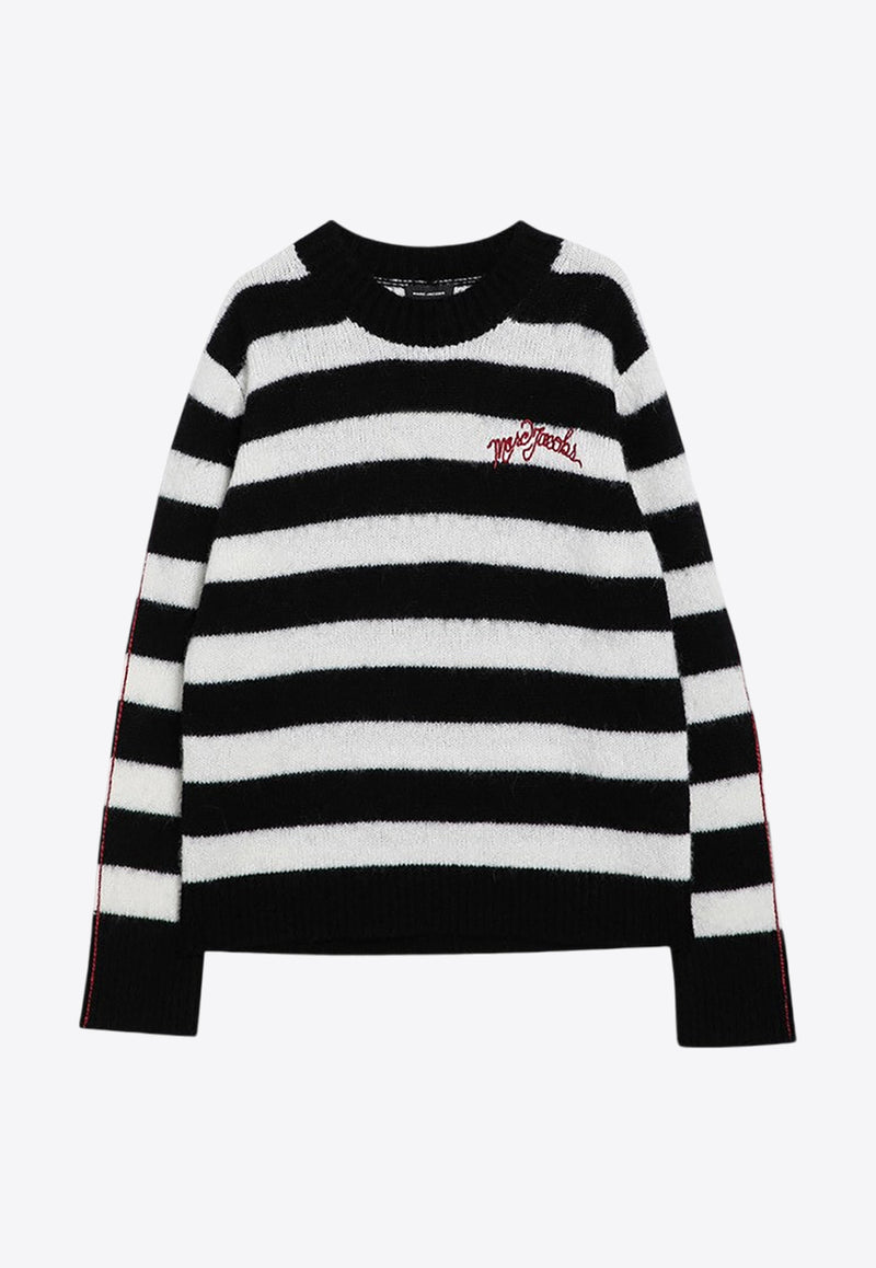 Marc Jacobs The Striped Logo Alpaca Sweater Black 2F4RTP061K07WO/P_MARC-005