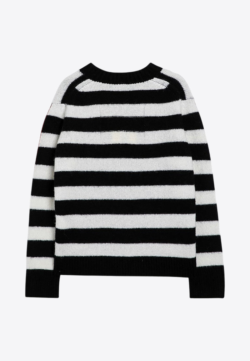 Marc Jacobs The Striped Logo Alpaca Sweater Black 2F4RTP061K07WO/P_MARC-005