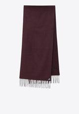 Prada Triangle Logo Silk and Cashmere Fringed Scarf Burgundy 2FS0652COP/R_PRADA-F0007