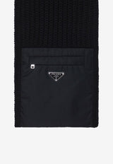 Prada Logo Wool Scarf with Pocket Black 2FS1061WTO/R_PRADA-F0002