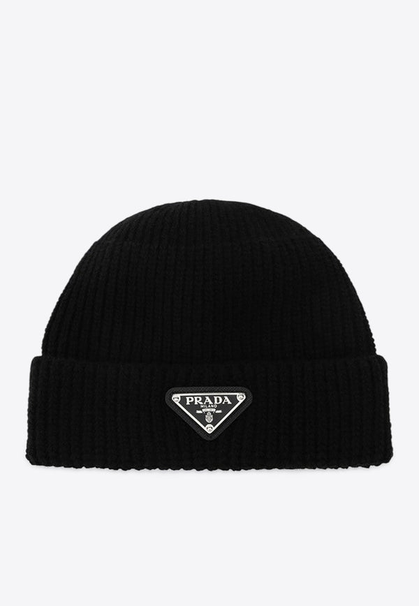 Prada Triangle Logo Wool Beanie Black 2HC4263IM/R_PRADA-F0002