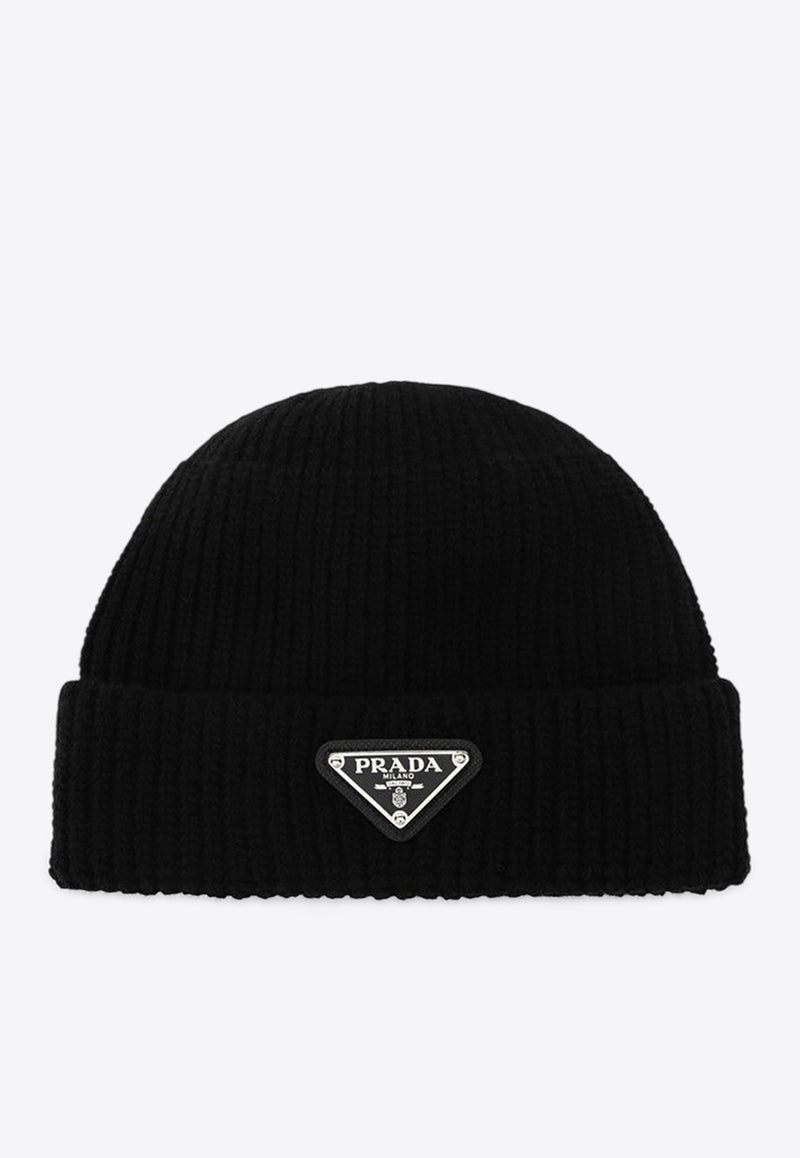 Prada Triangle Logo Wool Beanie Black 2HC4263IM/R_PRADA-F0002