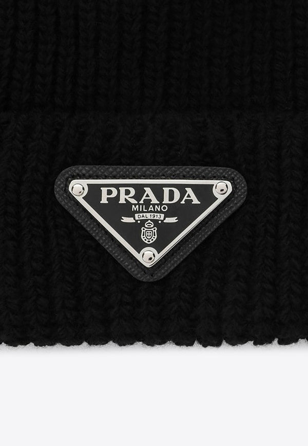 Prada Triangle Logo Wool Beanie Black 2HC4263IM/R_PRADA-F0002
