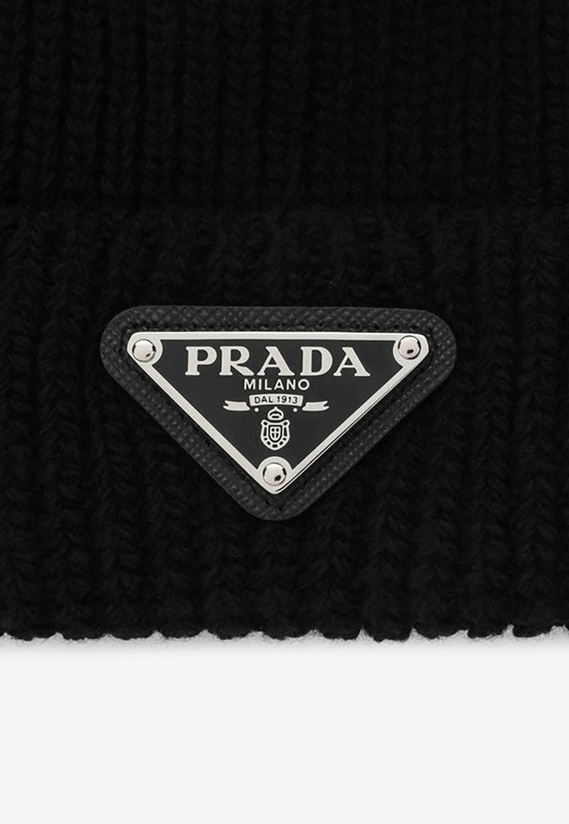 Prada Triangle Logo Wool Beanie Black 2HC4263IM/R_PRADA-F0002