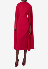 ROKSANDA Nour Crepe Midi Dress with Draped-Sleeves Raspberry 2JZ5_H2317A-3_RASPBERRY