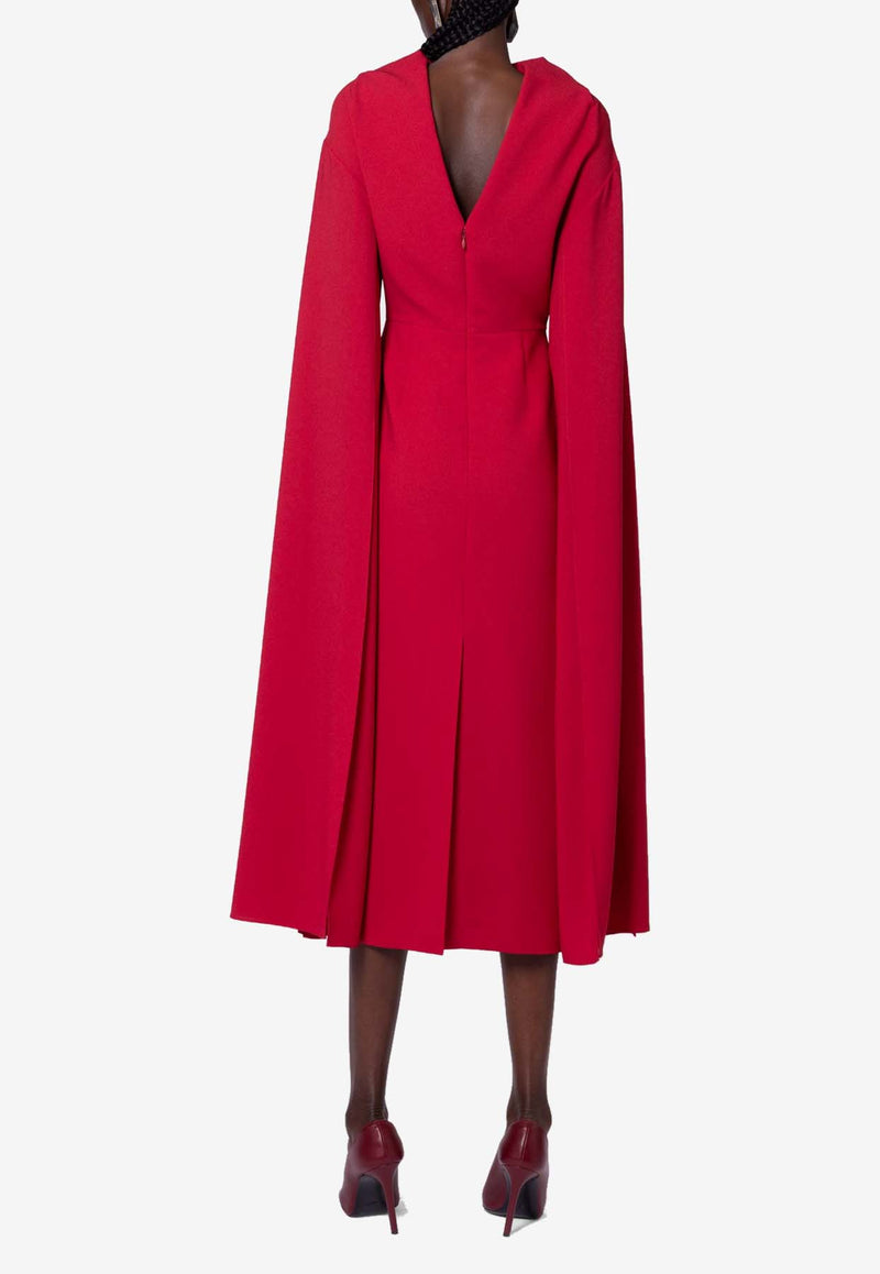 ROKSANDA Nour Crepe Midi Dress with Draped-Sleeves Raspberry 2JZ5_H2317A-3_RASPBERRY