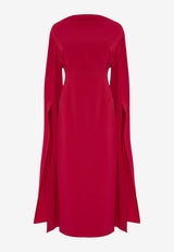 ROKSANDA Nour Crepe Midi Dress with Draped-Sleeves Raspberry 2JZ5_H2317A-3_RASPBERRY