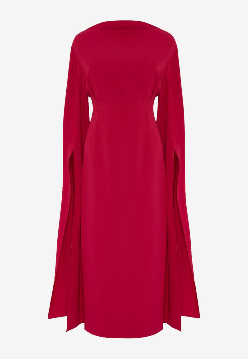 ROKSANDA Nour Crepe Midi Dress with Draped-Sleeves Raspberry 2JZ5_H2317A-3_RASPBERRY