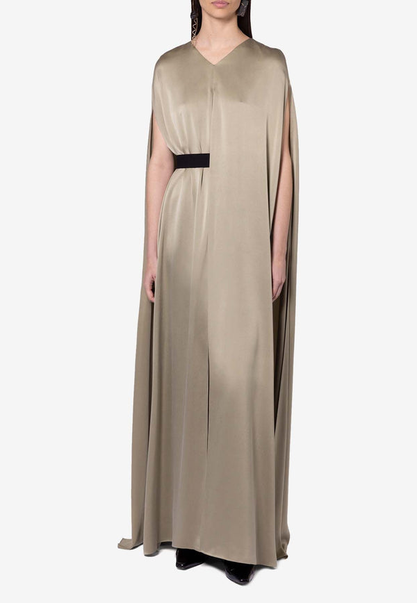 ROKSANDA Fyeris Caped-Overlay Belted Gown Green  2JZ5_H2356A-1_SAGE