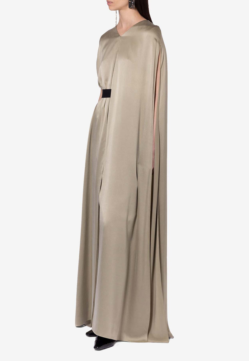 ROKSANDA Fyeris Caped-Overlay Belted Gown Green  2JZ5_H2356A-1_SAGE