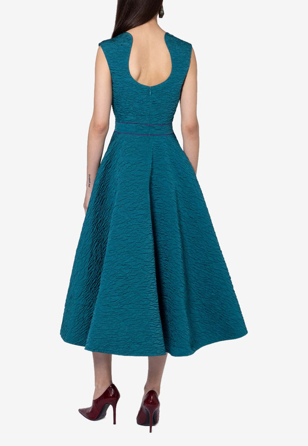 ROKSANDA Ridha Textured Flared Midi Dress Green 2JZ5_H2389A-1_GREEN