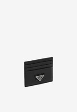 Prada Triangle Logo Grained Leather Cardholder Black 2MC0252E54/Q_PRADA-F0002