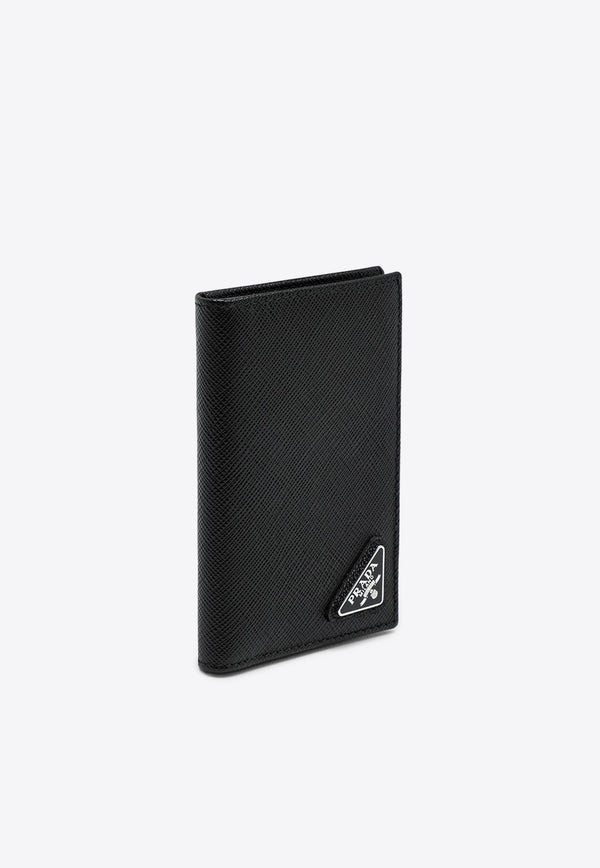 Prada Triangle Logo Vertical Bi-Fold Wallet Black 2MC101QHH/P_PRADA-F0002