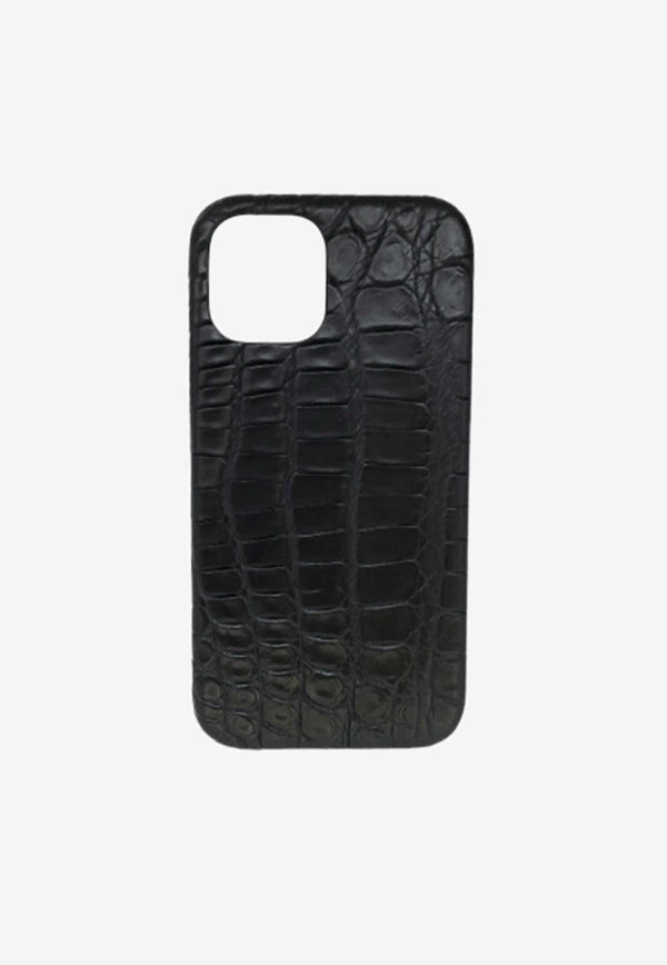 2ME Style iPhone 12 Pro Croc-Embossed Leather Cover Black 2MEP12BLK_BPB