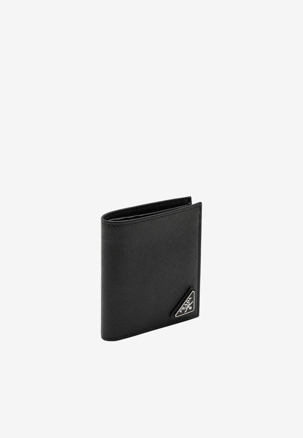 Prada Triangle Logo Saffiano Leather Bi-Fold Wallet Black 2MO004QHH/Q_PRADA-F0002