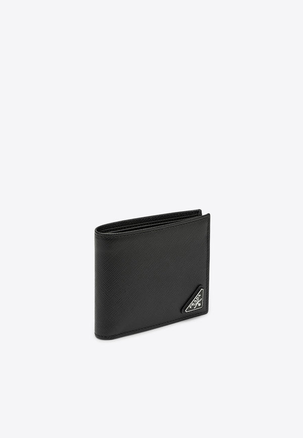 Prada Triangle Logo Saffiano Leather Bi-Fold Wallet Black 2MO513QHH/P_PRADA-F0002