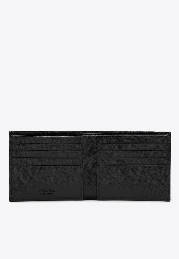 Prada Triangle Logo Saffiano Leather Bi-Fold Wallet Black 2MO513QHH/P_PRADA-F0002