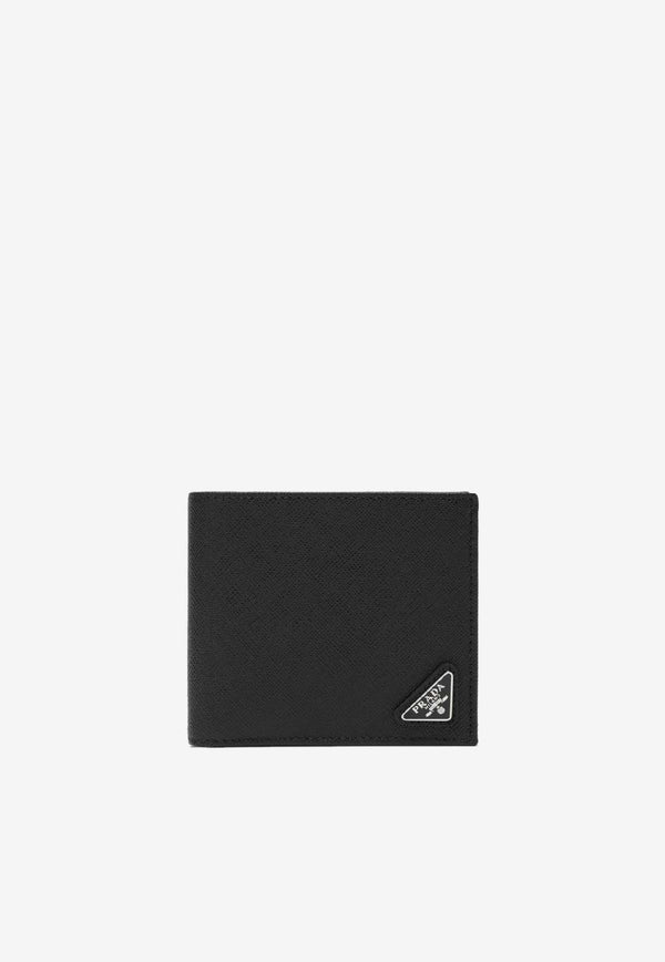 Prada Triangle Logo Saffiano Leather Bi-Fold Wallet Black 2MO513QHH/S_PRADA-F0002