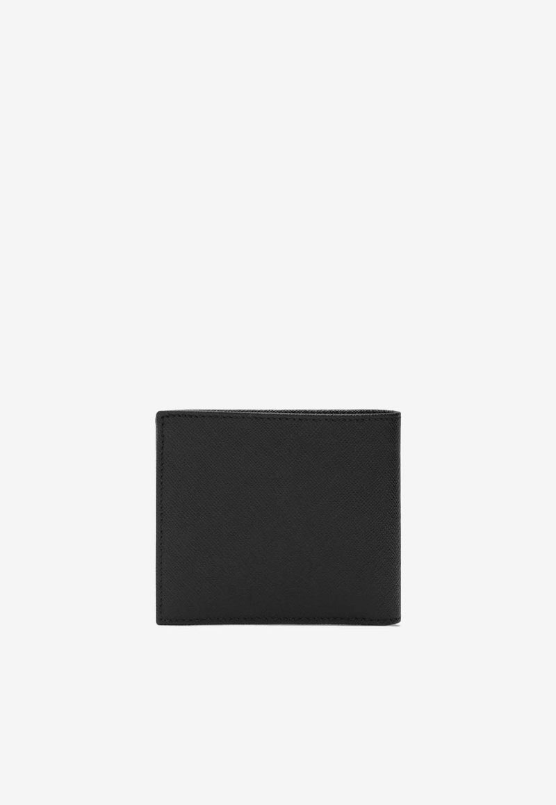 Prada Triangle Logo Saffiano Leather Bi-Fold Wallet Black 2MO513QHH/S_PRADA-F0002