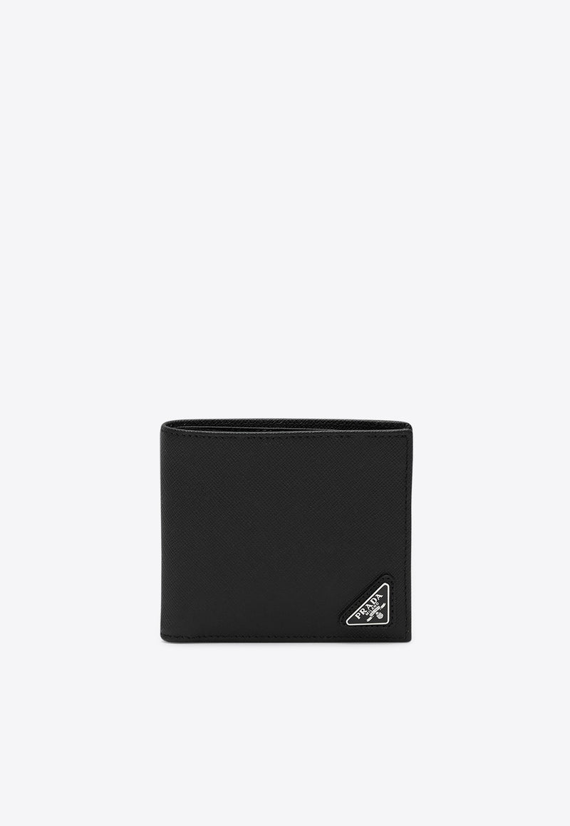 Prada Triangle Logo B-Fold Leather Wallet Black 2MO738QHH/R_PRADA-F0002