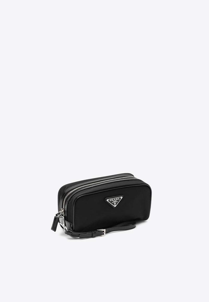 Prada Re-Nylon and Brushed Leather Pouch Bag Black 2NE063789/O_PRADA-F0002